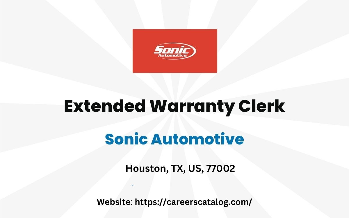Extended Warranty Clerk/Cashier JLR Houston Central in Houston, TX at